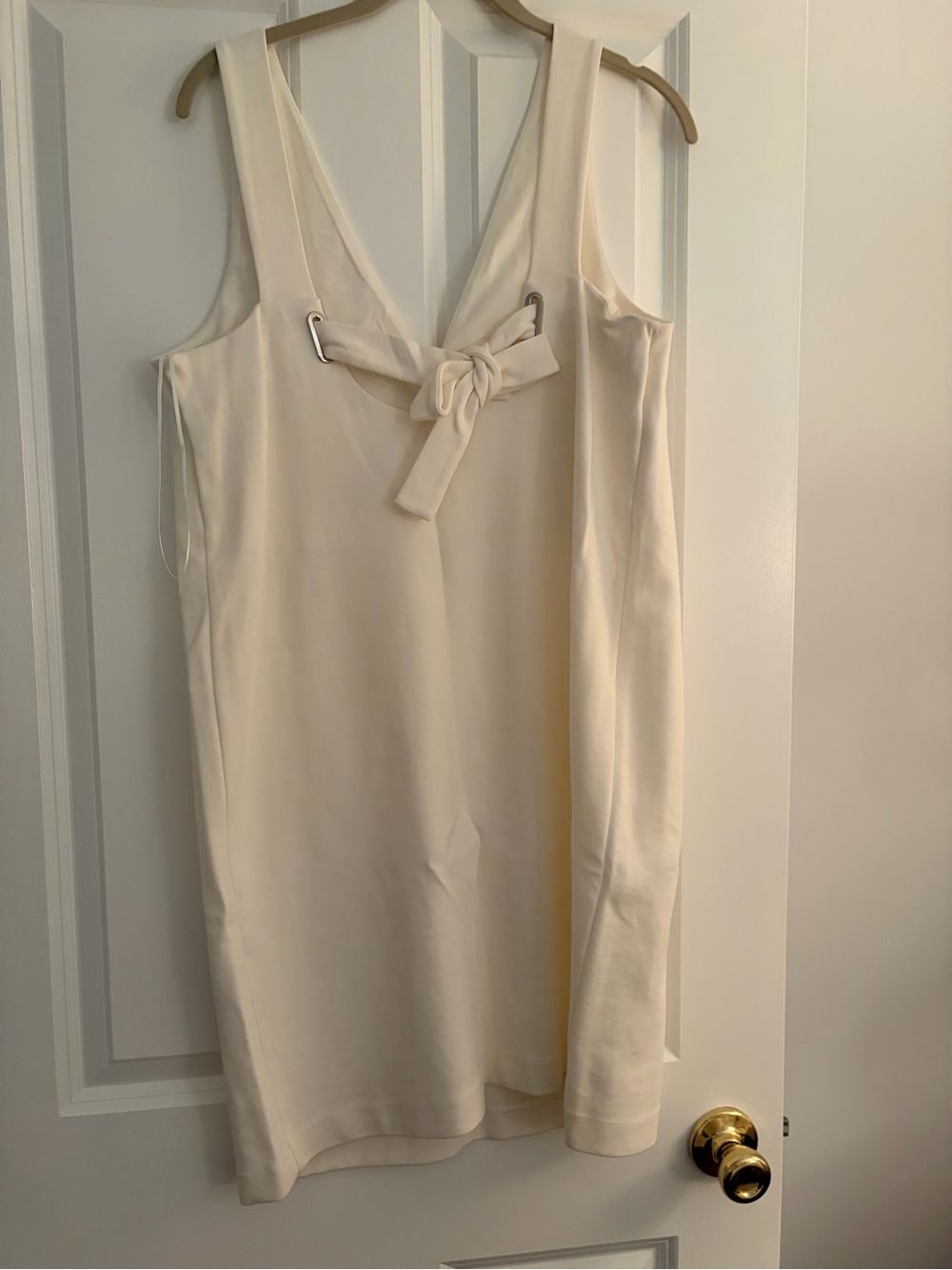 Sleeveless Cream Tie-back Slip Dress